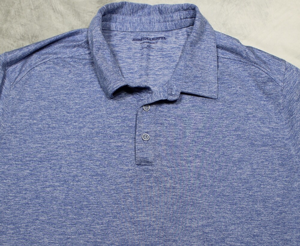 Johnston & Murphy Polo Shirt Mens 2XL Blue Short Sleeve Performance Golf Stretch